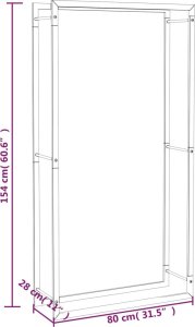 vidaXL vidaXL Stojak na drewno, matowy czarny, 80x28x154 cm, stalowy 6