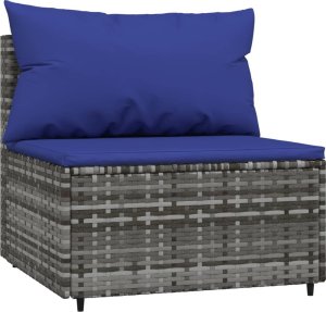 vidaXL vidaXL Środkowy moduł sofy z poduszką, szary, polirattan 2