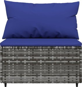 vidaXL vidaXL Środkowy moduł sofy z poduszką, szary, polirattan 3