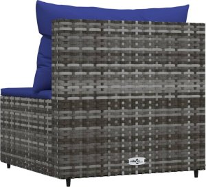 vidaXL vidaXL Środkowy moduł sofy z poduszką, szary, polirattan 4