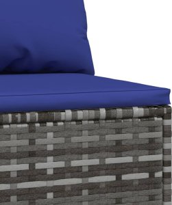 vidaXL vidaXL Środkowy moduł sofy z poduszką, szary, polirattan 5