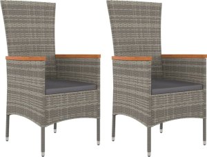 vidaXL vidaXL Krzesła ogrodowe z poduszkami, 2 szt., polirattan, szare 2