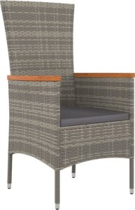 vidaXL vidaXL Krzesła ogrodowe z poduszkami, 2 szt., polirattan, szare 3