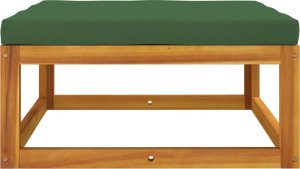 vidaXL vidaXL Podnóżek ogrodowy z zieloną poduszką, lite drewno akacjowe 3