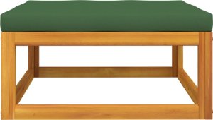 vidaXL vidaXL Podnóżek ogrodowy z zieloną poduszką, lite drewno akacjowe 5
