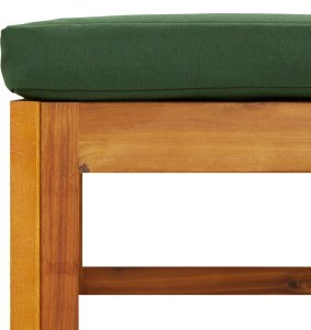 vidaXL vidaXL Podnóżek ogrodowy z zieloną poduszką, lite drewno akacjowe 6
