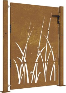 vidaXL vidaXL Furtka ogrodowa, 105x130 cm, stal kortenowska, motyw trawy 2
