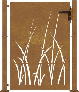 vidaXL vidaXL Furtka ogrodowa, 105x130 cm, stal kortenowska, motyw trawy 4
