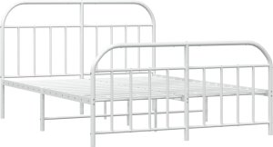 vidaXL vidaXL Metalowa rama łóżka z wezgłowiem i zanóżkiem, biała, 140x200 cm 5