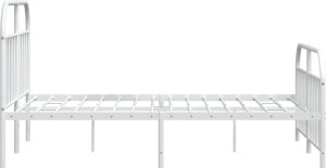 vidaXL vidaXL Metalowa rama łóżka z wezgłowiem i zanóżkiem, biała, 140x200 cm 7