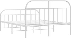 vidaXL vidaXL Metalowa rama łóżka z wezgłowiem i zanóżkiem, biała, 140x200 cm 8