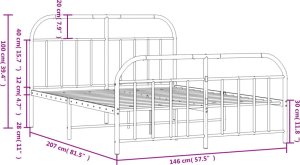 vidaXL vidaXL Metalowa rama łóżka z wezgłowiem i zanóżkiem, biała, 140x200 cm 10