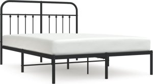 vidaXL vidaXL Metalowa rama łóżka z wezgłowiem, czarna, 140x190 cm 2