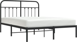 vidaXL vidaXL Metalowa rama łóżka z wezgłowiem, czarna, 140x190 cm 3