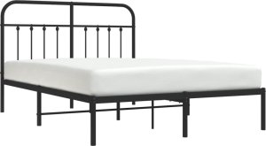 vidaXL vidaXL Metalowa rama łóżka z wezgłowiem, czarna, 140x190 cm 5