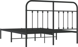 vidaXL vidaXL Metalowa rama łóżka z wezgłowiem, czarna, 140x190 cm 8