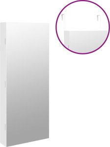 vidaXL vidaXL Szafka ścienna na biżuterię, z lustrem i LED, biała 9