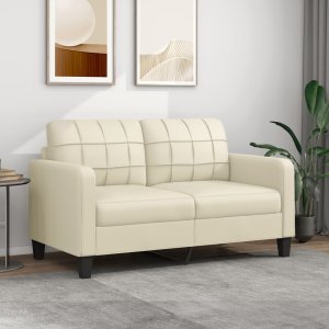 vidaXL vidaXL 2-osobowa sofa, kremowy, 140 cm, sztuczna skóra 1