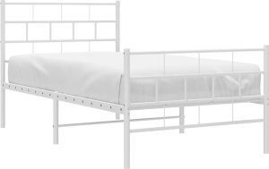 vidaXL vidaXL Metalowa rama łóżka z wezgłowiem i zanóżkiem, biała, 100x200 cm 3