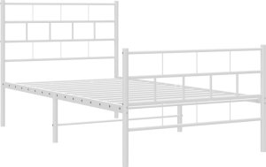 vidaXL vidaXL Metalowa rama łóżka z wezgłowiem i zanóżkiem, biała, 100x200 cm 4