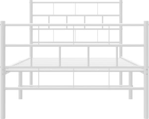 vidaXL vidaXL Metalowa rama łóżka z wezgłowiem i zanóżkiem, biała, 100x200 cm 5