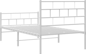vidaXL vidaXL Metalowa rama łóżka z wezgłowiem i zanóżkiem, biała, 100x200 cm 7