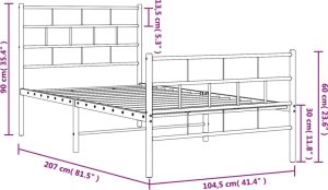 vidaXL vidaXL Metalowa rama łóżka z wezgłowiem i zanóżkiem, biała, 100x200 cm 8