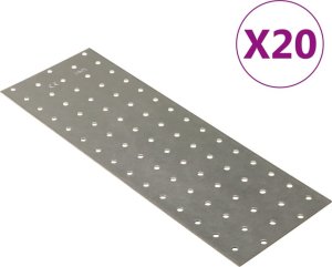 vidaXL vidaXL Płytki perforowane, 20 szt., 2 mm, 300x100 mm, stal ocynkowana 1