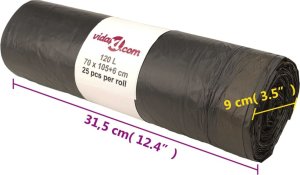 vidaXL vidaXL Worki na śmieci, ściągane taśmą, 250 szt., czarne, 120 L 8