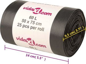 vidaXL vidaXL Worki na śmieci, 250 szt., czarne, 60 L 6
