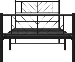 vidaXL vidaXL Metalowa rama łóżka z wezgłowiem i zanóżkiem, czarna, 100x190cm 5
