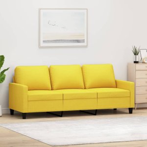 vidaXL vidaXL Sofa 3-osobowa, jasnożółta, 180 cm, tapicerowana tkaniną 1