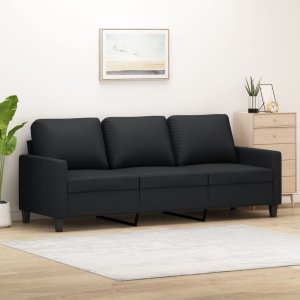 vidaXL vidaXL 3-osobowa sofa, czarna, 180 cm, obita sztuczną skórą 1