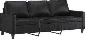 vidaXL vidaXL 3-osobowa sofa, czarna, 180 cm, obita sztuczną skórą 2