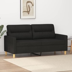 vidaXL vidaXL Sofa 2-osobowa, czarna, 140 cm, tapicerowana tkaniną 1