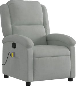 vidaXL vidaXL Rozkładany fotel masujący, jasnoszary, obity aksamitem 3