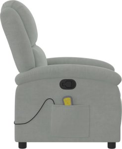 vidaXL vidaXL Rozkładany fotel masujący, jasnoszary, obity aksamitem 5