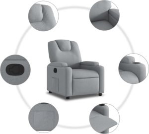 vidaXL vidaXL Fotel rozkładany, jasnoszary, tapicerowany tkaniną 7