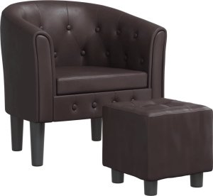 vidaXL Fotel klubowy z podnóżkiem, brązowy, obity sztuczną skórą 2