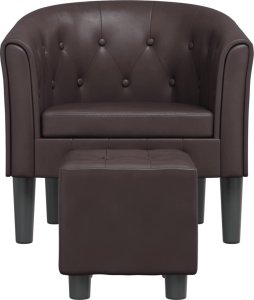 vidaXL Fotel klubowy z podnóżkiem, brązowy, obity sztuczną skórą 3
