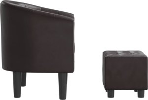 vidaXL Fotel klubowy z podnóżkiem, brązowy, obity sztuczną skórą 4