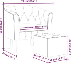 vidaXL Fotel klubowy z podnóżkiem, brązowy, obity sztuczną skórą 8