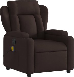 vidaXL vidaXL Rozkładany fotel masujący, ciemnobrązowy, obity tkaniną 3