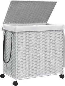 Kosz na pranie vidaXL vidaXL Kosz na pranie z kółkami, biały, 60x35x60,5 cm, rattan 4