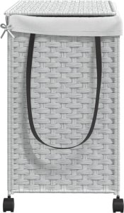 Kosz na pranie vidaXL vidaXL Kosz na pranie z kółkami, biały, 60x35x60,5 cm, rattan 5