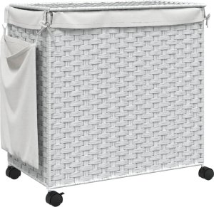 Kosz na pranie vidaXL vidaXL Kosz na pranie z kółkami, biały, 60x35x60,5 cm, rattan 6