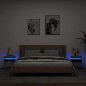 vidaXL vidaXL Szafki nocne z LED, 2 szt., szarość betonu, 40x39x48,5 cm 1