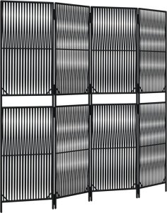 vidaXL vidaXL Parawan 4-panelowy, czarny, polirattan 2