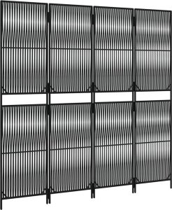 vidaXL vidaXL Parawan 4-panelowy, czarny, polirattan 4