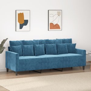 vidaXL vidaXL Sofa 3-osobowa, niebieski, 180 cm, tapicerowana aksamitem 1